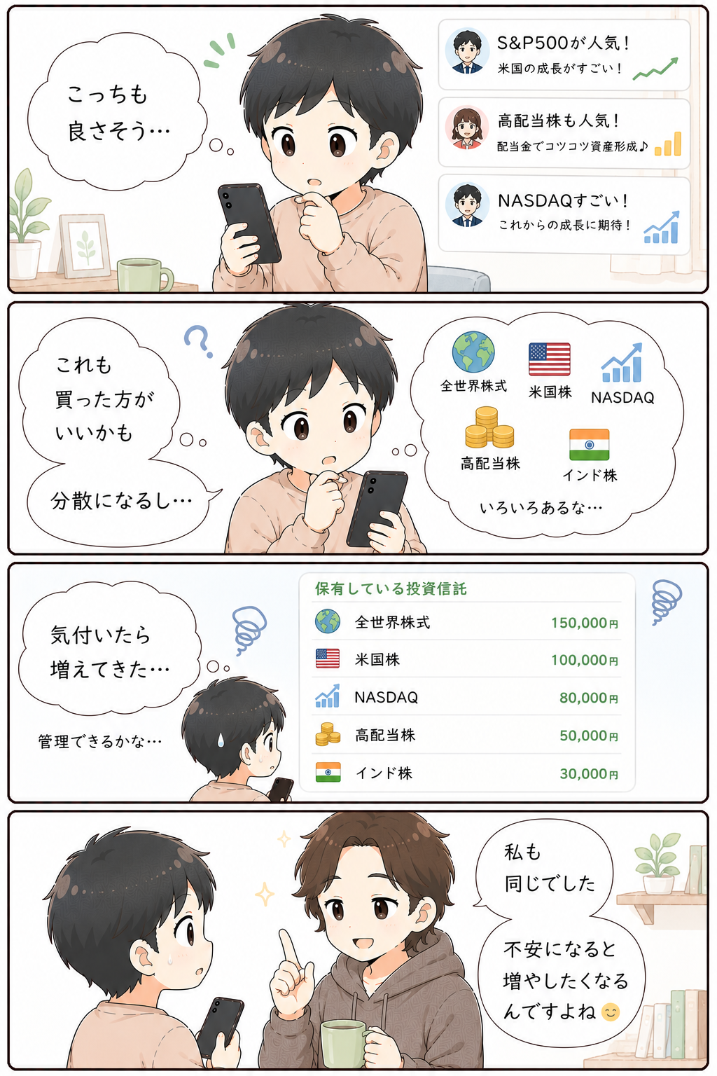 投資信託の本数を増やしたくなる初心者の漫画
