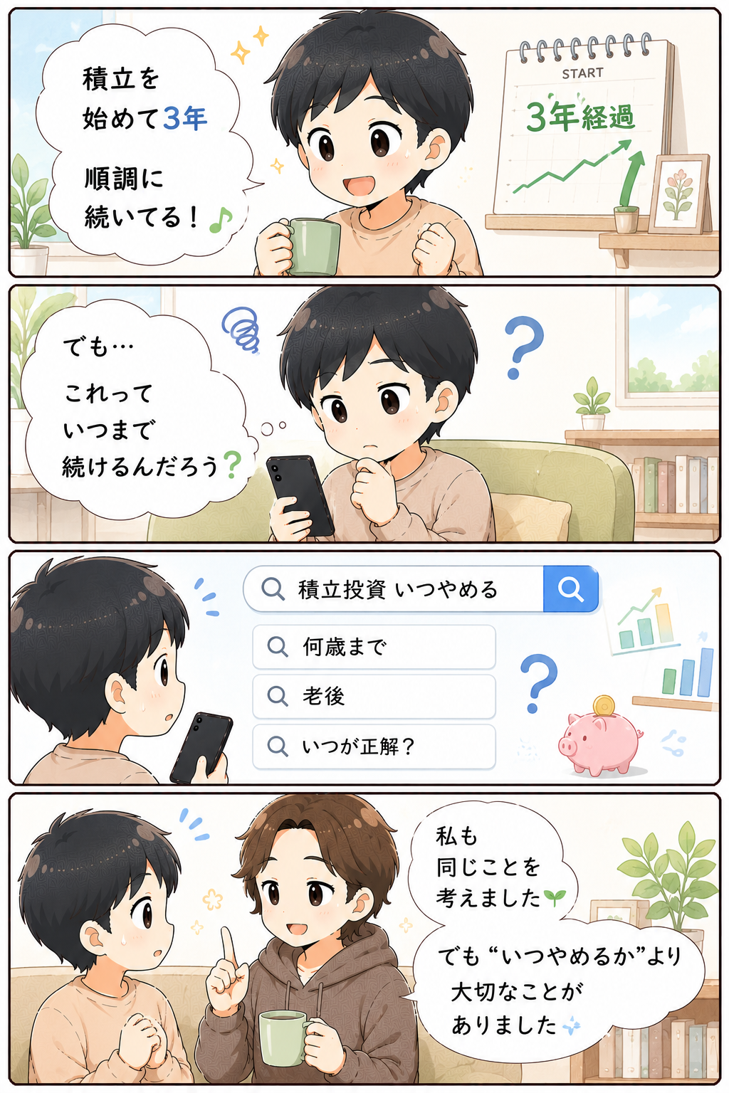 積立投資はいつまで続ける？と悩む初心者の漫画